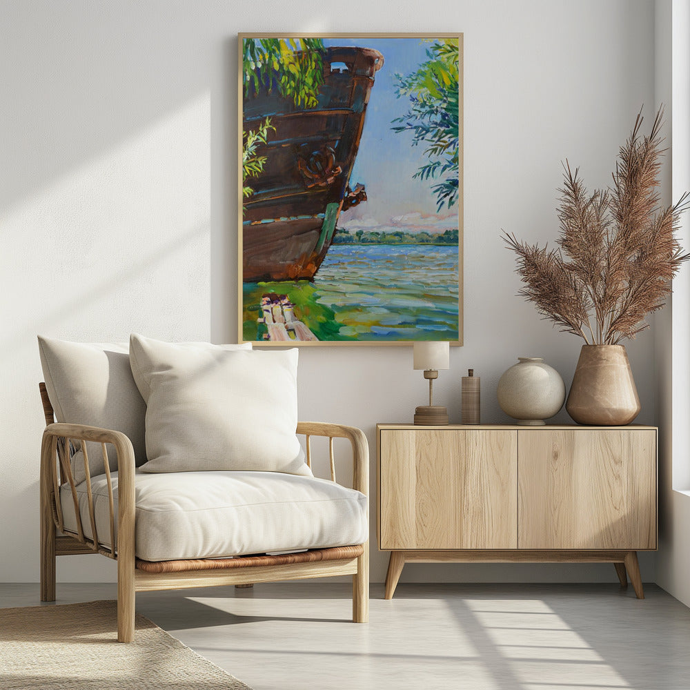 Schiff auf dem Fluss | Poster
