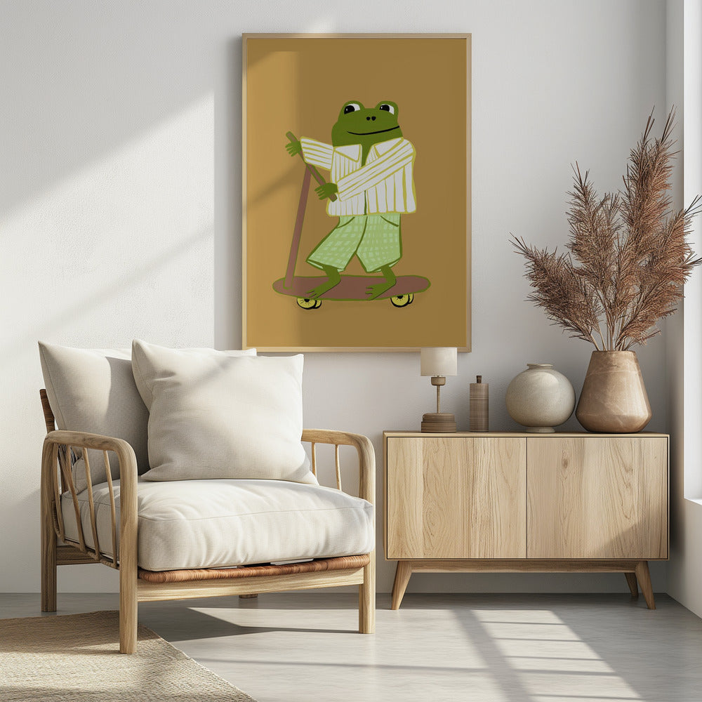 Frosch auf Roller | Poster