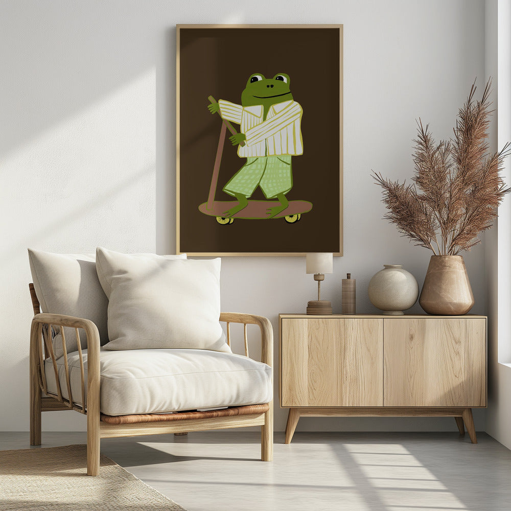 Frosch auf Roller | Poster