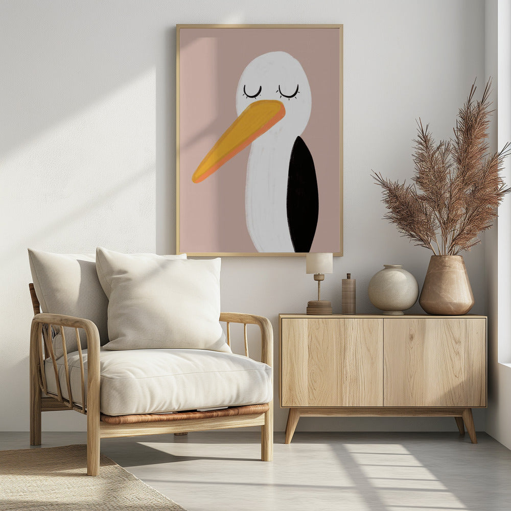Friedlicher Storch mit geschlossenen Augen | Poster