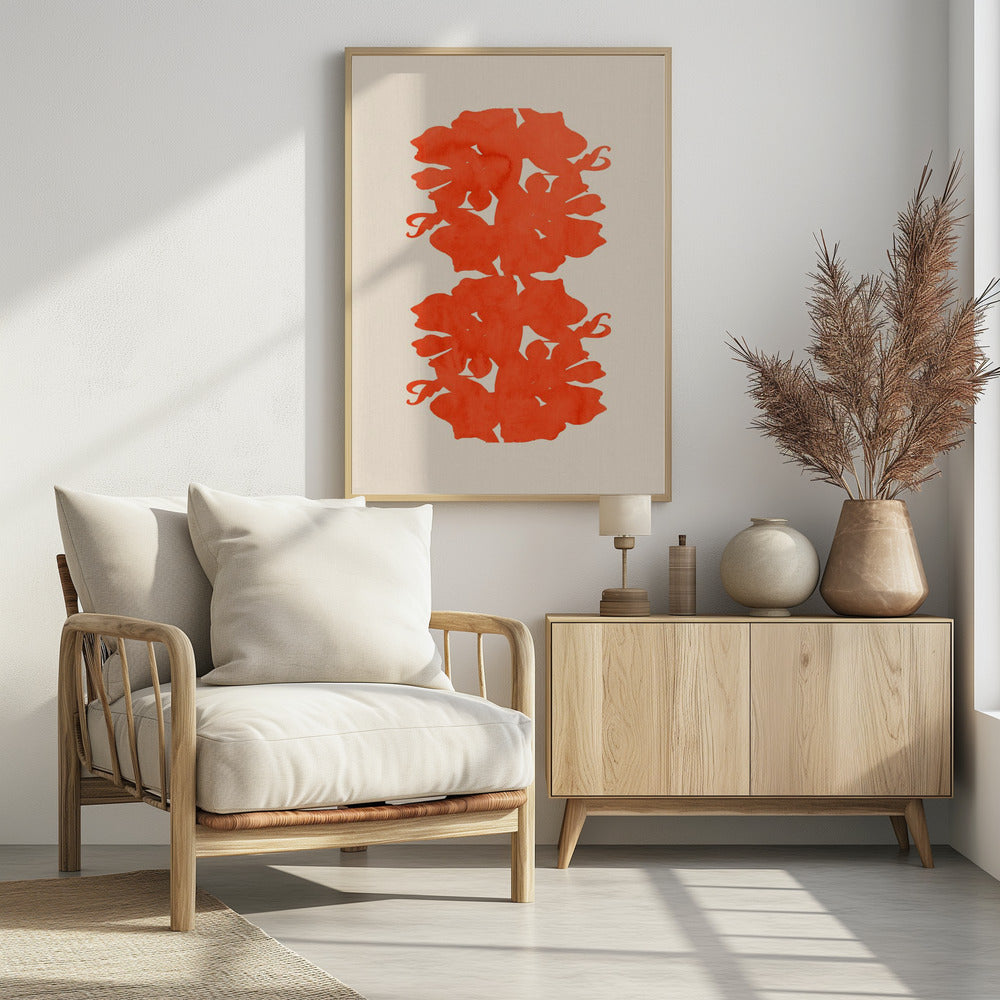 Orange Blumensilhouetten | Poster