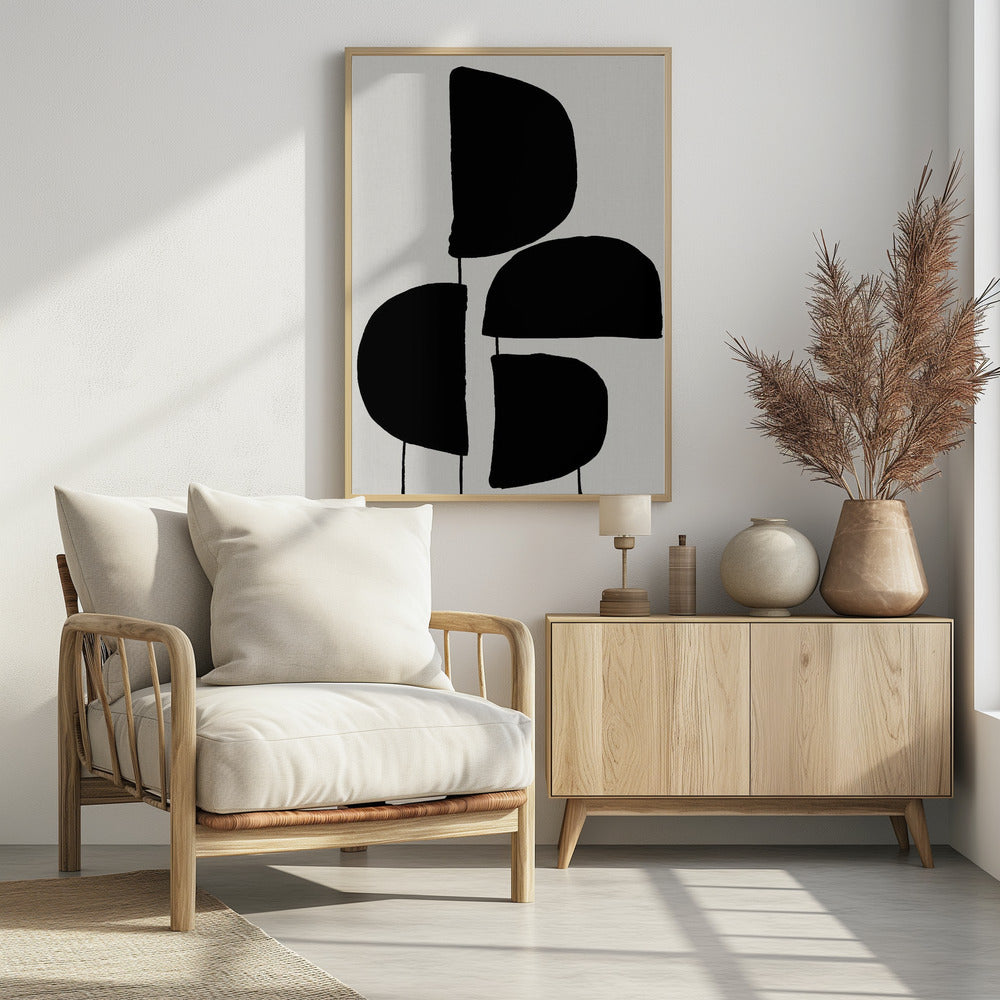 Minimalistische schwarze abstrakte Formen | Poster