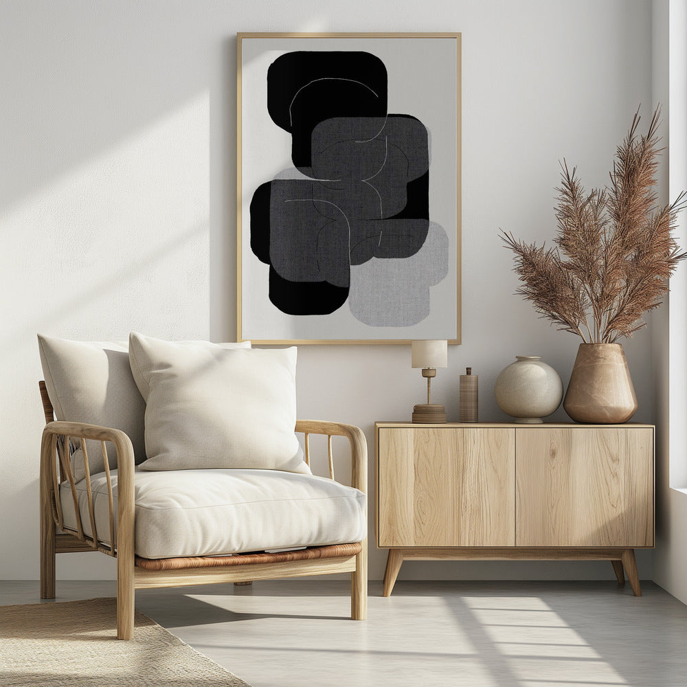 Abstract Forms in Black, Grey and White | Poster