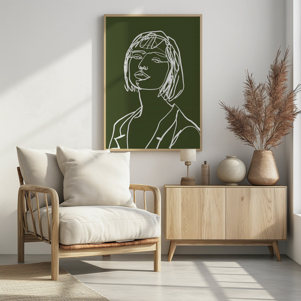 Line Art weiblich grün | Poster