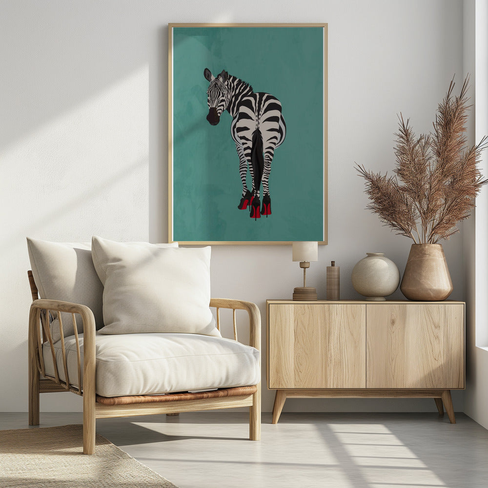 Zebra in High Heels blaugrün | Poster