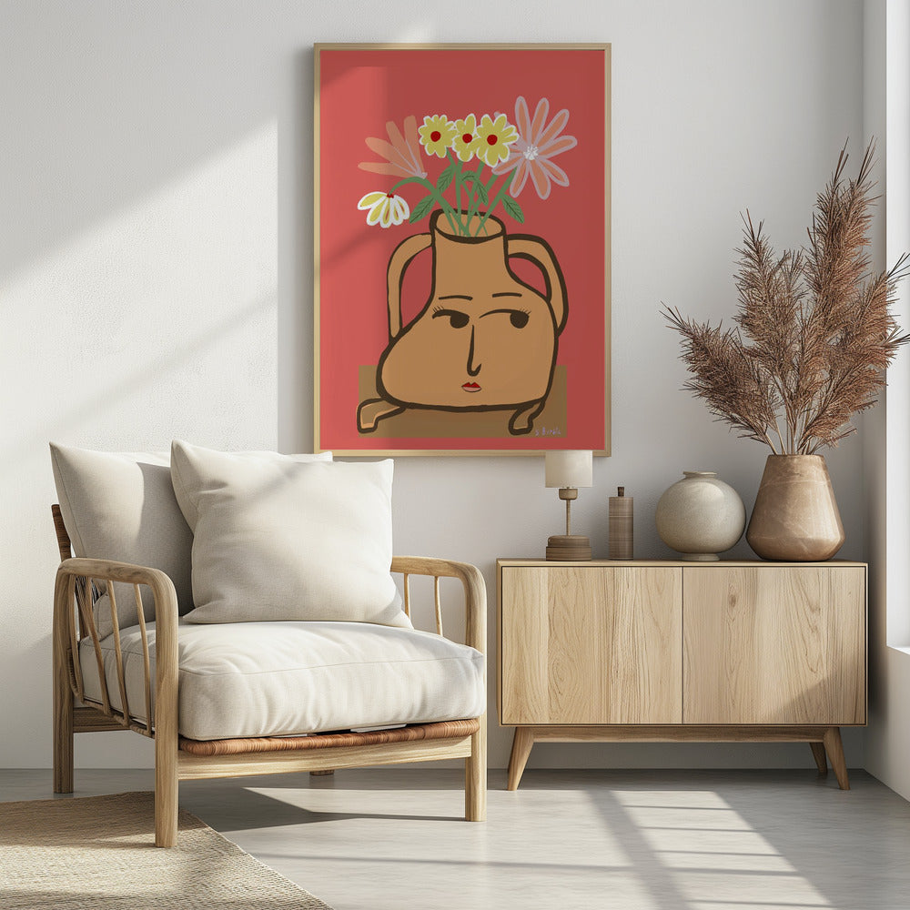 Dame in Vase mit Blumen | Poster