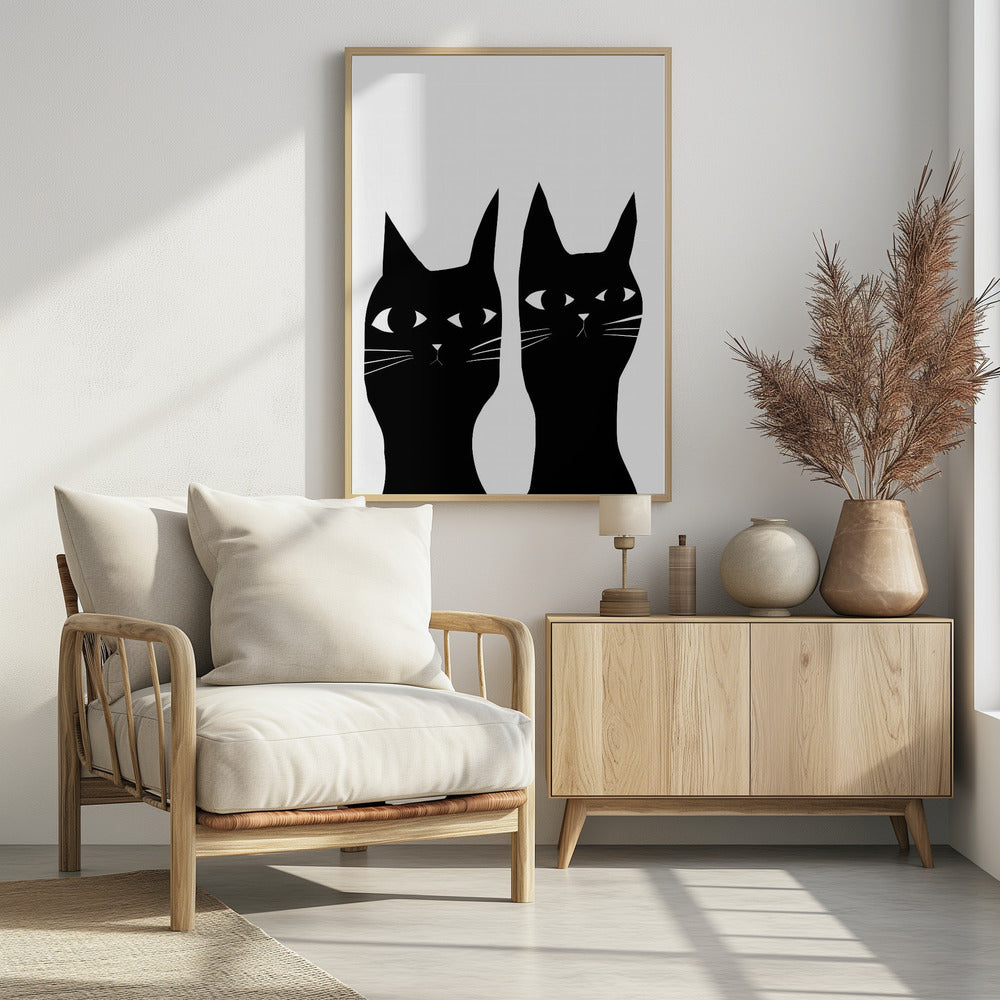Zwei schwarze Katzen | Poster