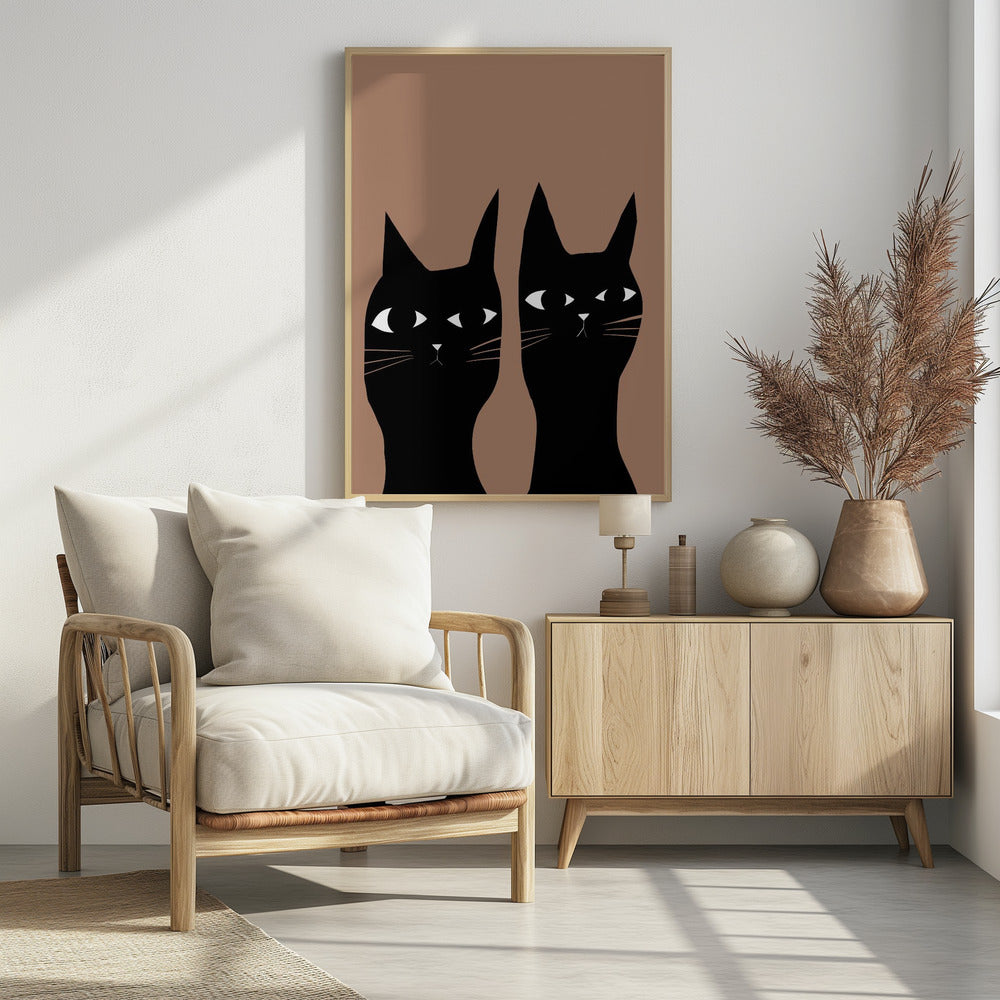 Zwei schwarze Katzen | Poster