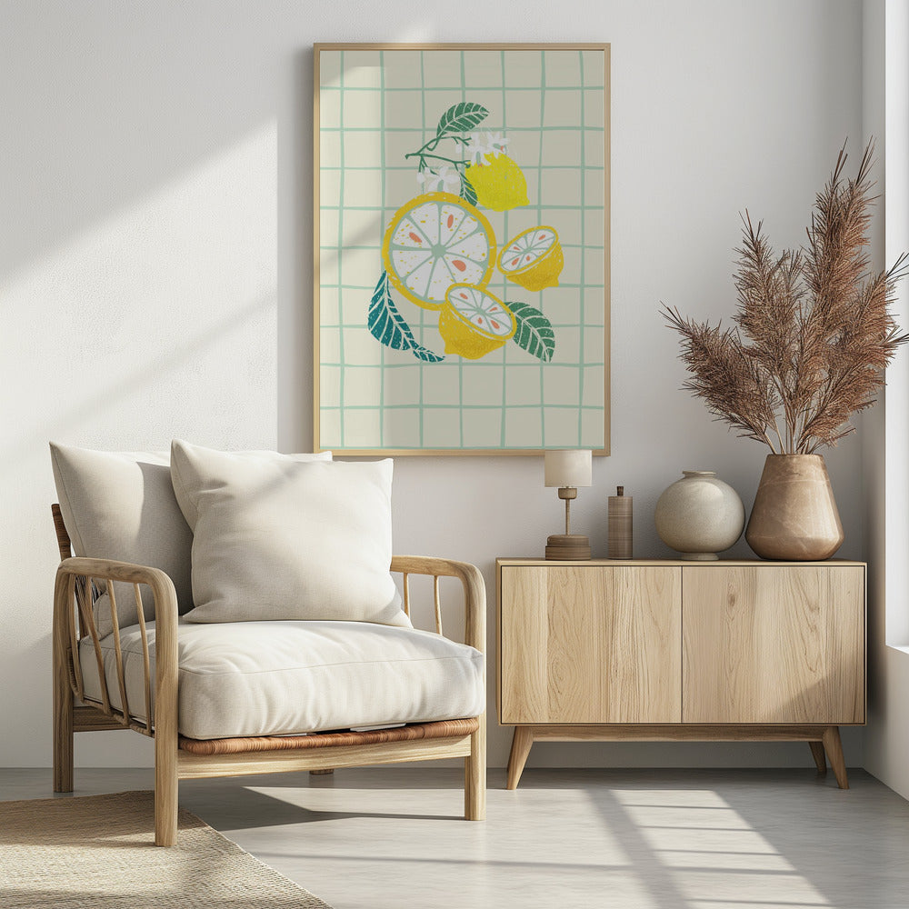 Lemon slice with leaves | Poster