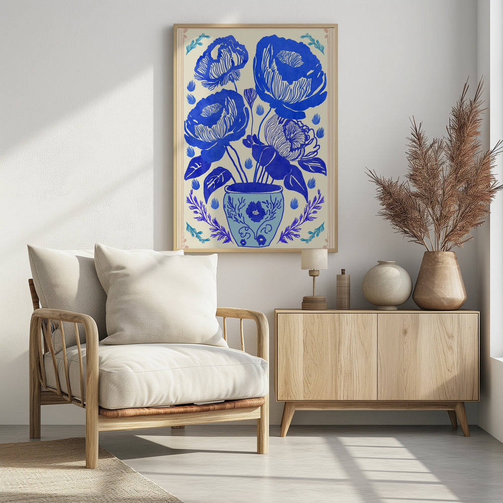 Blaue Blütenvase | Poster