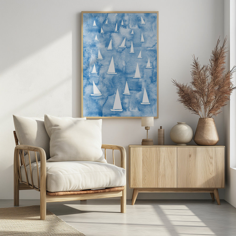 Weiße Segelboote | Poster