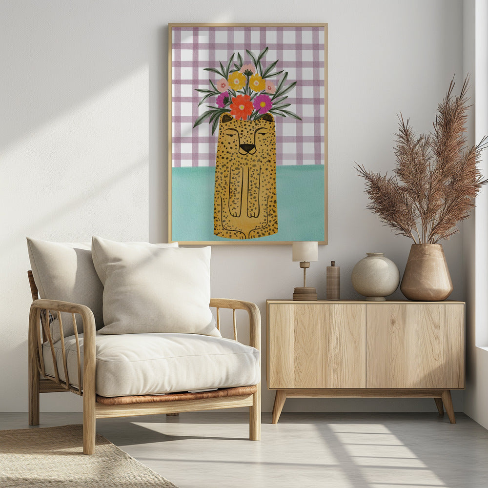 Vase in Leopardenform mit Blume | Poster