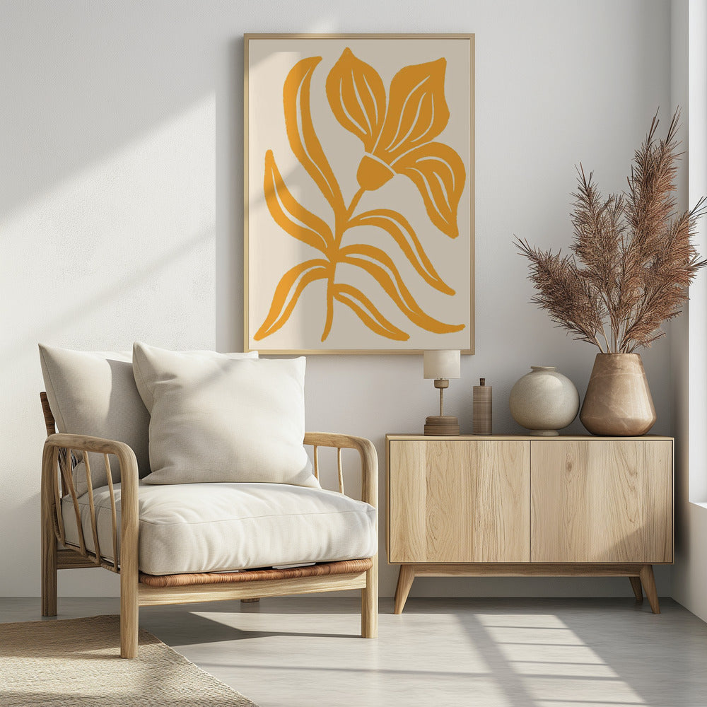 Abstrakte gelbe stilisierte Tulpe | Poster