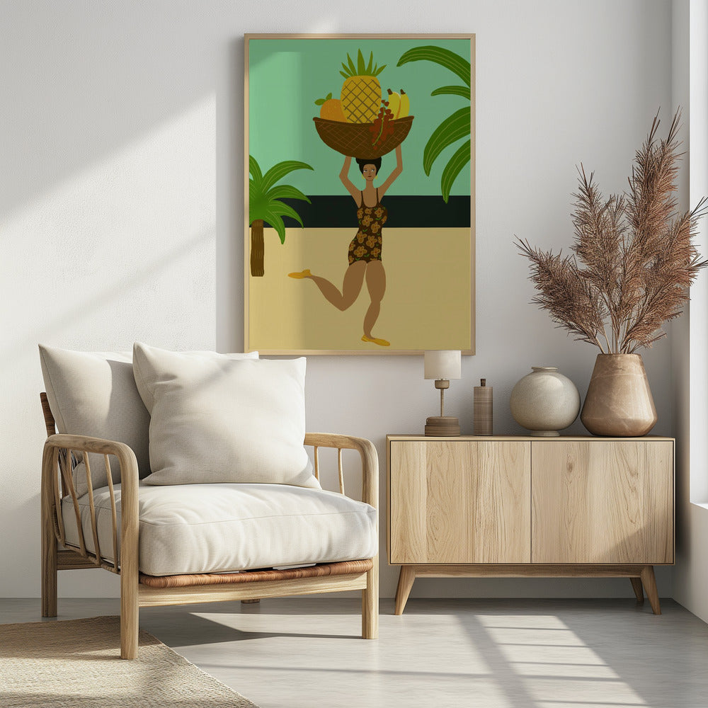 Tropical fruit at the beach | Poster