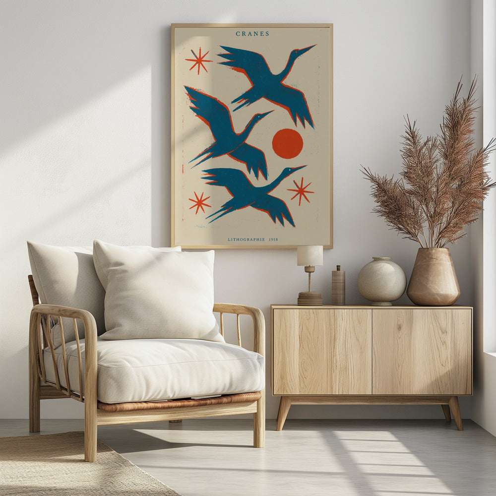 Kraniche Lithographie | Poster