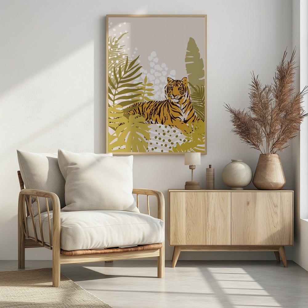 Tiger Laying Down von Cats and Dotz, 76,2 x 106,7 cm, Poster