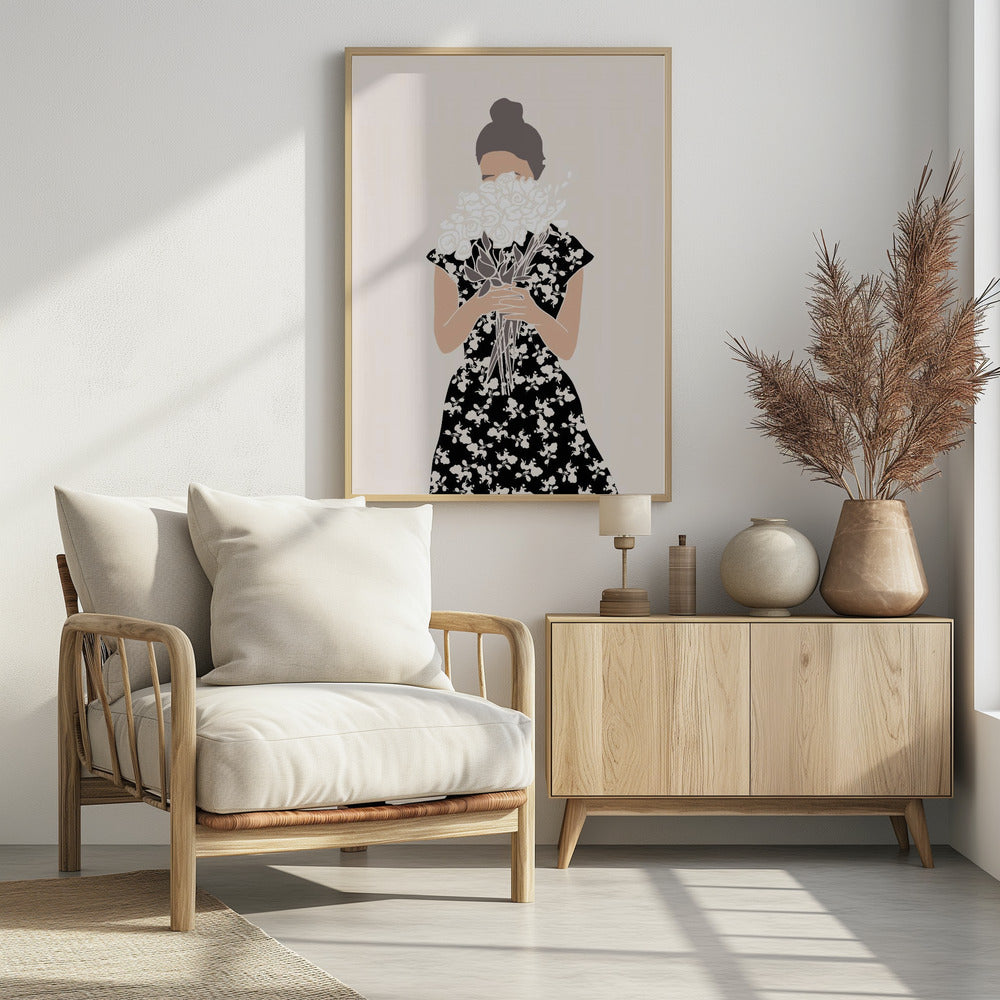 Mädchen mit Blumenstrauß | Poster