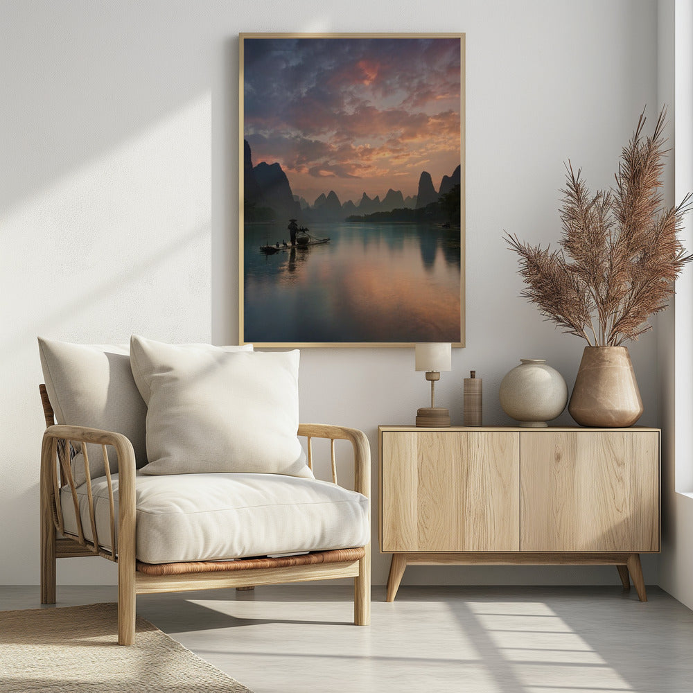 Sonnenaufgang am Li-Fluss | Poster