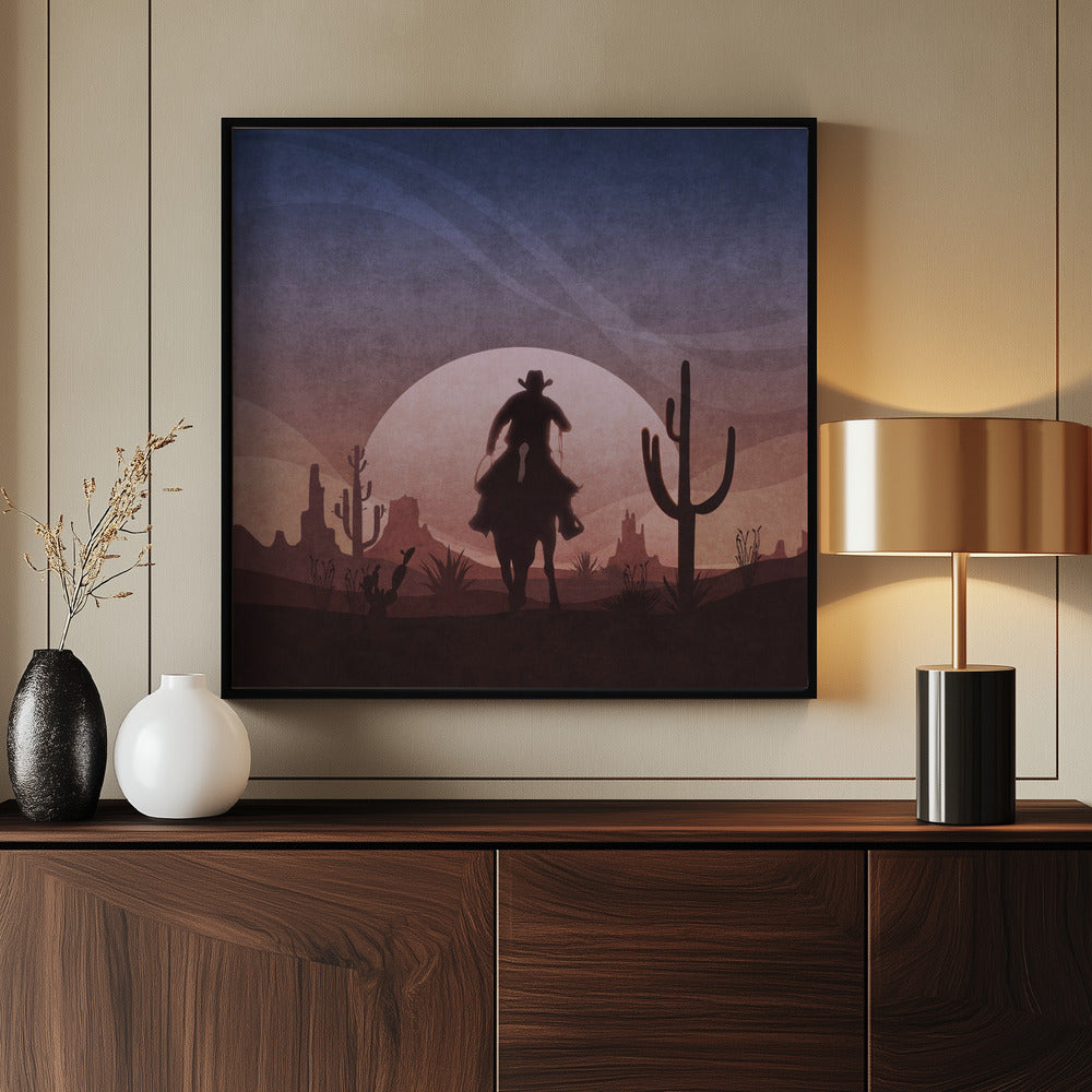 Wüsten-Cowboy-Sonnenuntergang | Poster