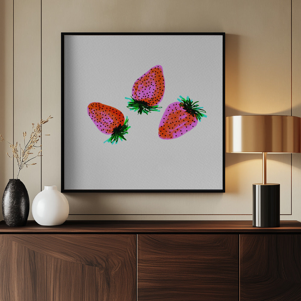 Roter Lavendel, süße Erdbeeren, Obst | Poster