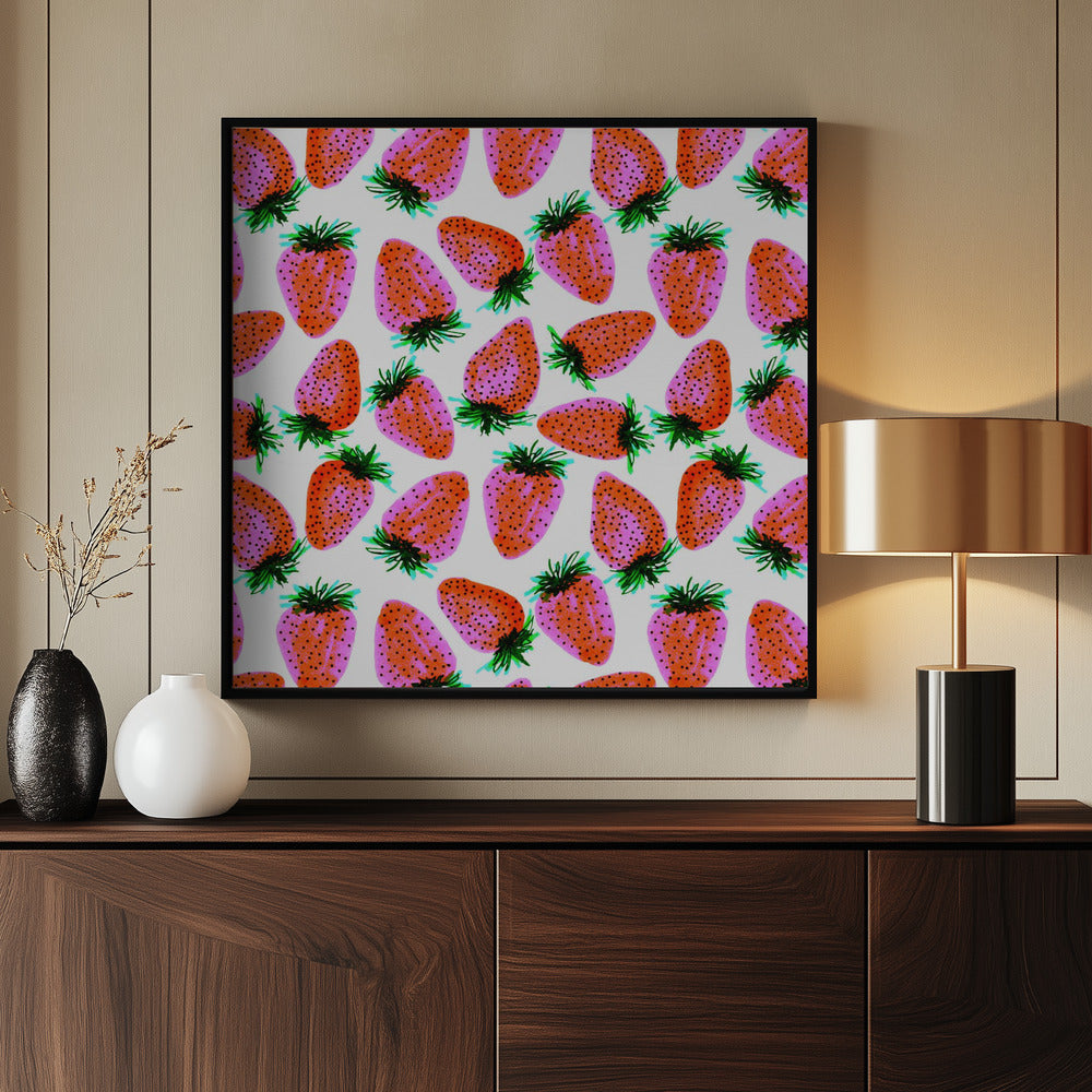Lavendel Rote Erdbeeren Obst | Poster