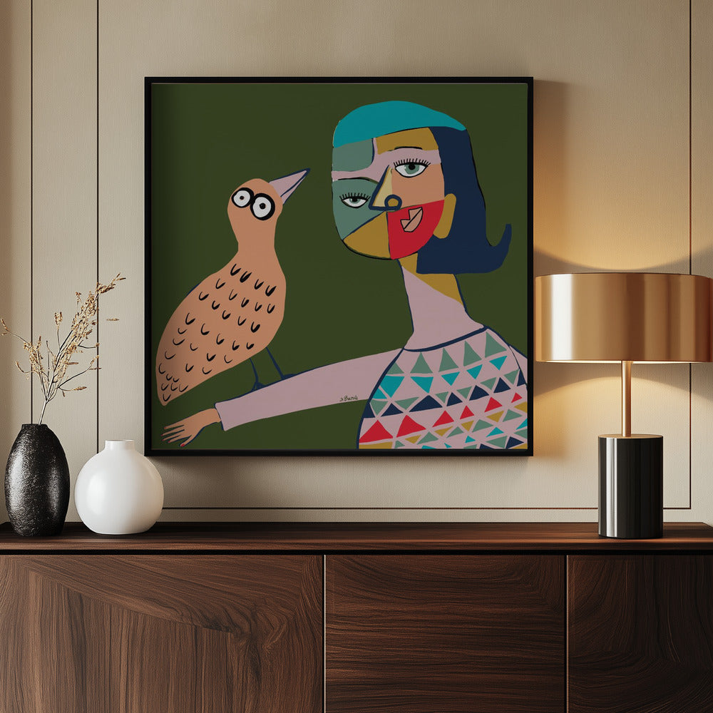 Dame mit Vogel | Poster