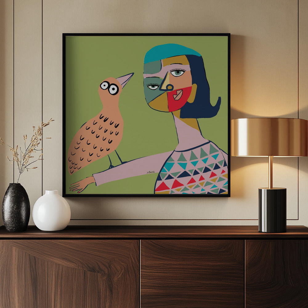 Dame mit Vogel | Poster