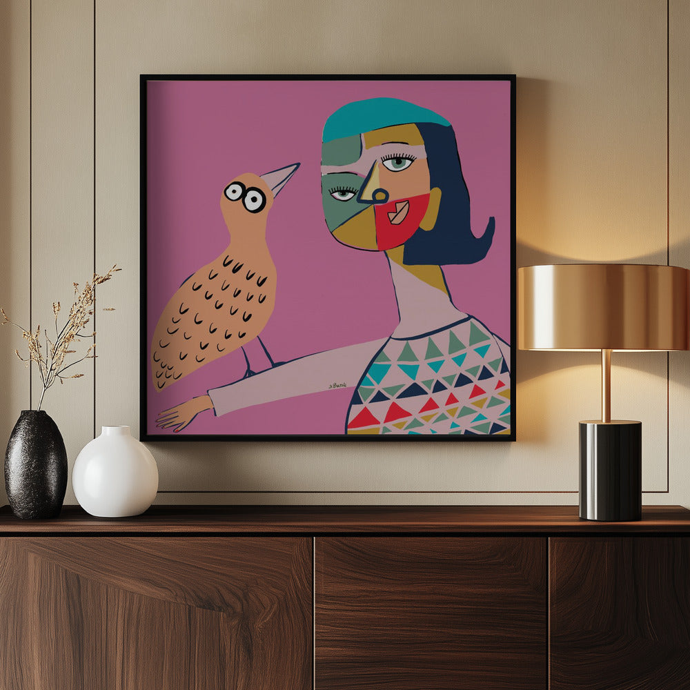 Dame mit Vogel | Poster