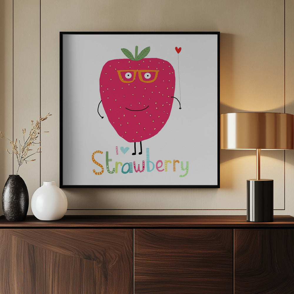 Ich liebe Erdbeeren! Süße Erdbeere mit Herz | Poster