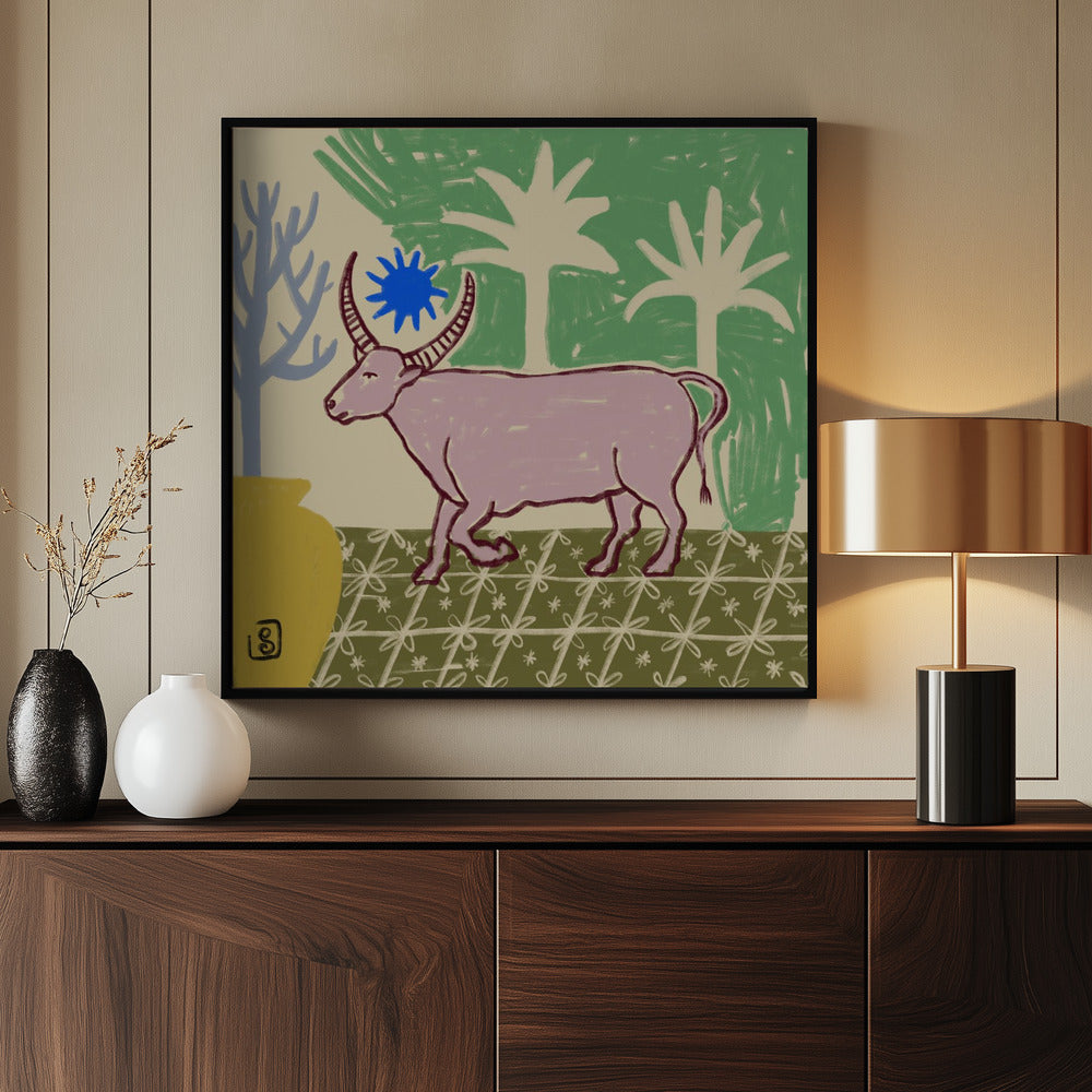 Azurblaue Gehörnte Oase | Poster