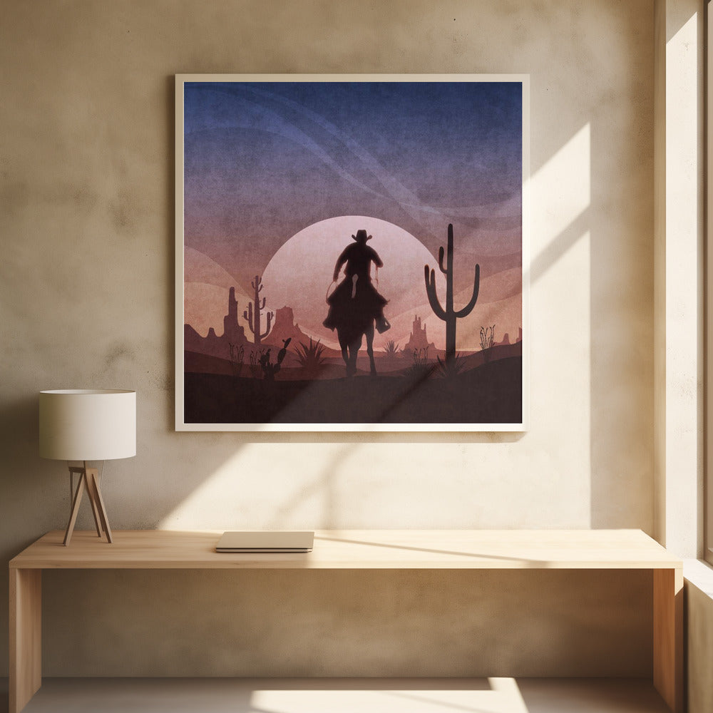 Wüsten-Cowboy-Sonnenuntergang | Poster
