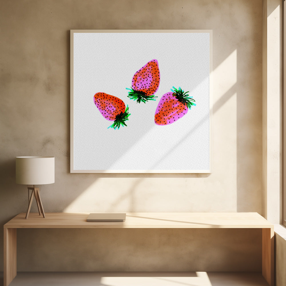 Roter Lavendel, süße Erdbeeren, Obst | Poster