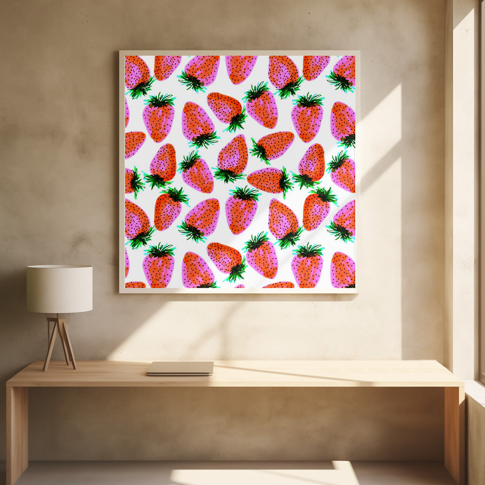 Lavendel Rote Erdbeeren Obst | Poster