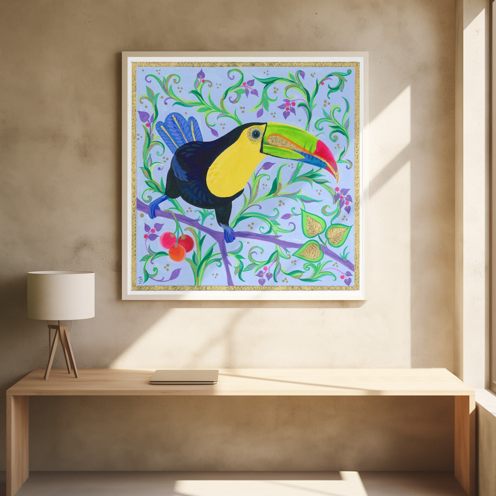 Bunter Schnabel auf einem Ast | Poster