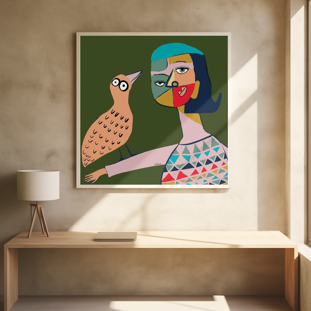 Dame mit Vogel | Poster