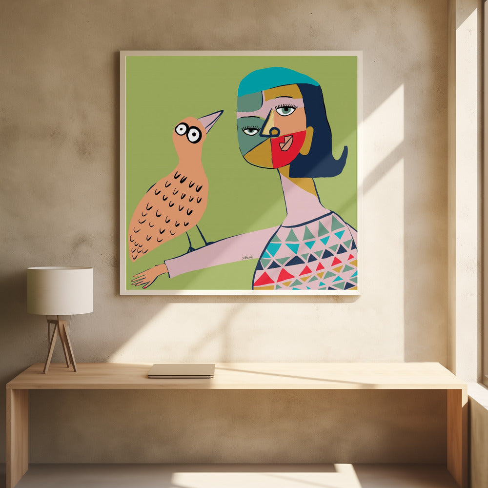 Dame mit Vogel | Poster