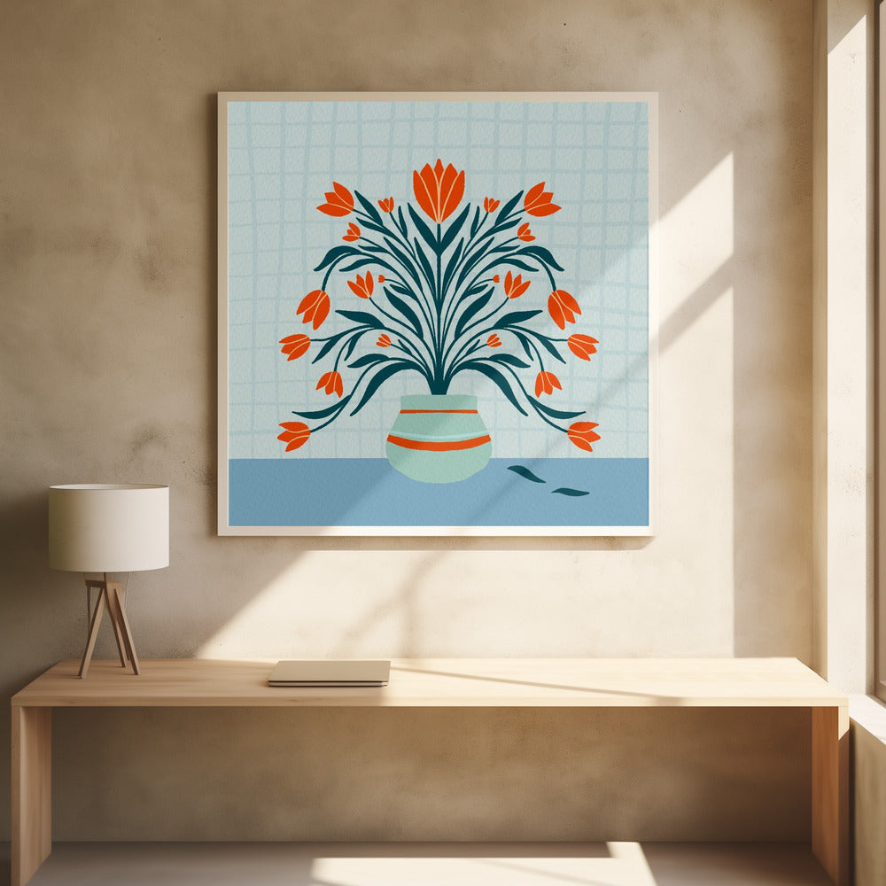 Tulpen in einer Vase - türkis | Poster