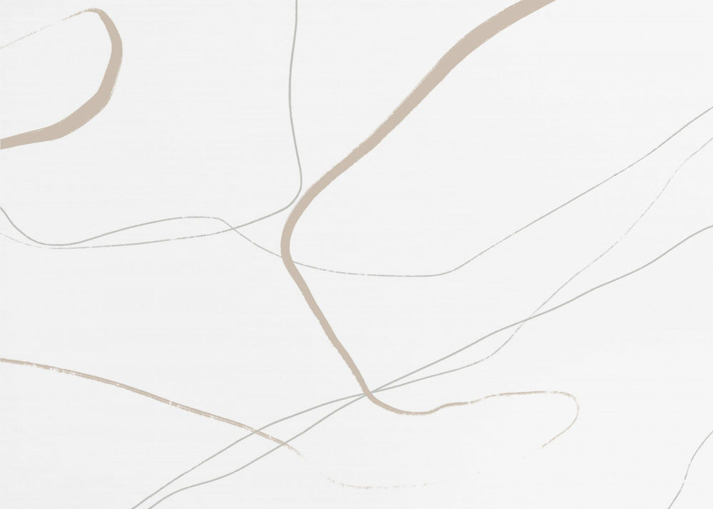 Beige und graue Linien auf weißem Hintergrund | Leinwand
