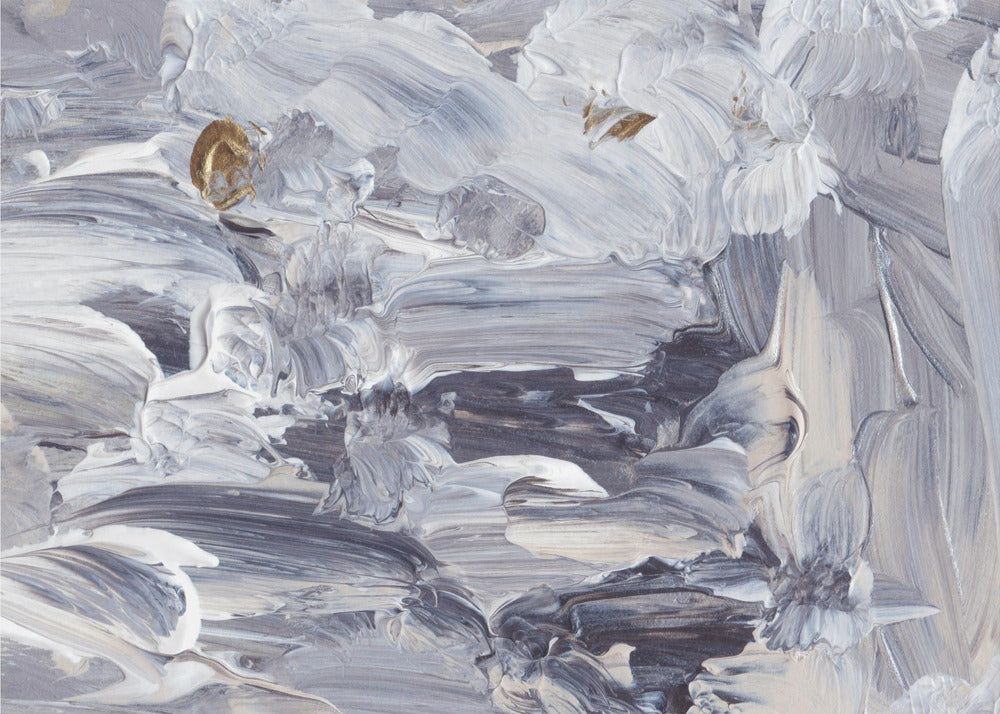 Dynamic Brushstrokes in Shades of Gray and White | Poster