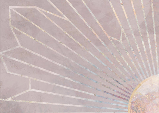 Goldene geometrische Sonnenstrahlen Wandbild rosa | Tapete