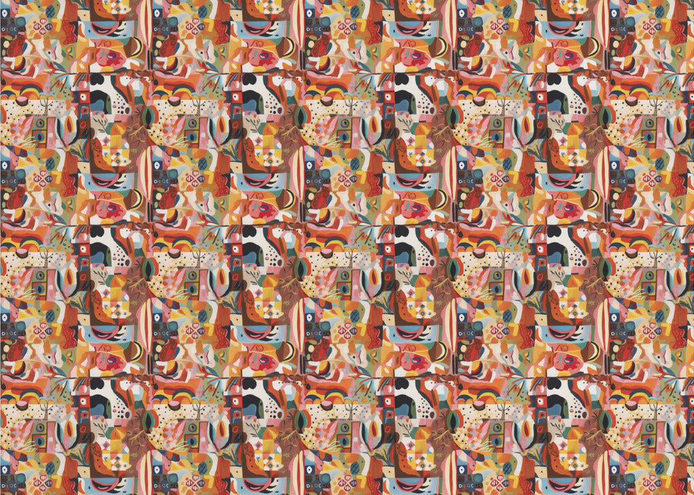 Lebendiger Mosaikfluss | Leinwand