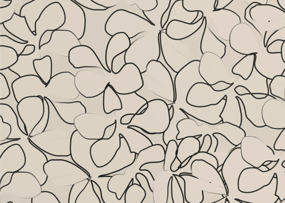 Elegante florale Linienkunst auf neutralem Hintergrund | Tapete