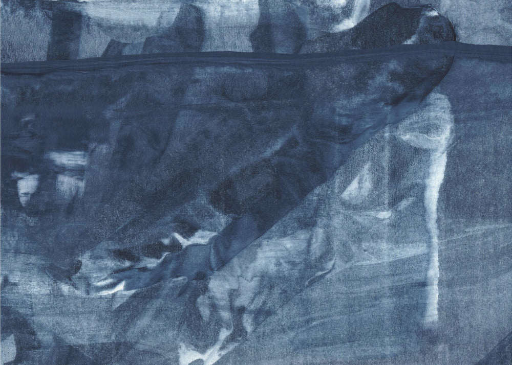 Blaue Textur mit fließenden vertikalen Linien | Poster