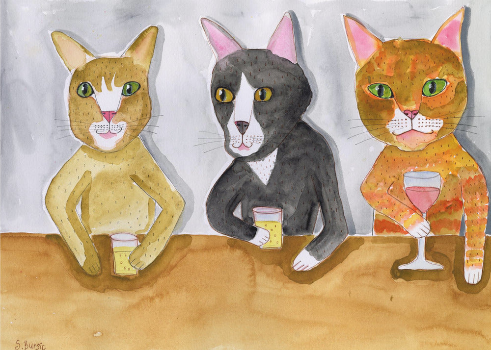 Drei Katzen an der Bar | Poster