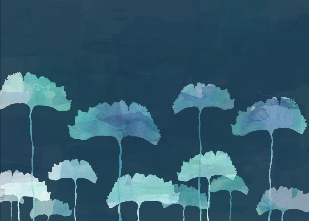 Blaue Blumen Silhouette | Poster