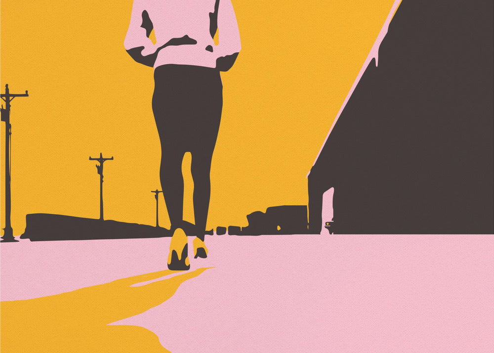 Silhouette einer gehenden Frau | Poster