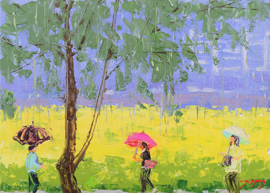 Rapsblumenlandschaft an einem regnerischen Tag | Leinwand