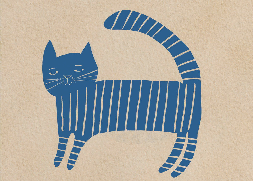 Blaues Katzen-Kinderzimmer | Leinwand