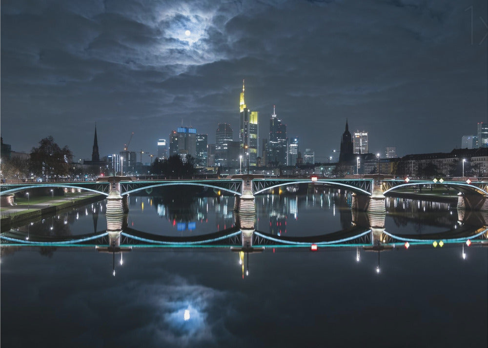 Frankfurt bei Vollmond | Leinwand