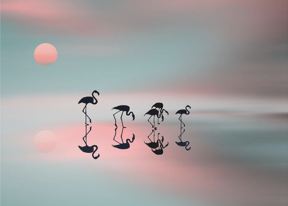 Flamingos-Familie. | Leinwand
